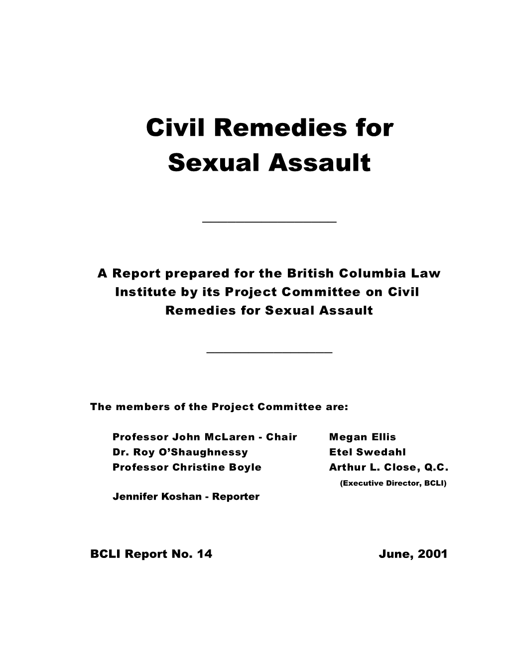 Civil Remedies for Sexual Assault