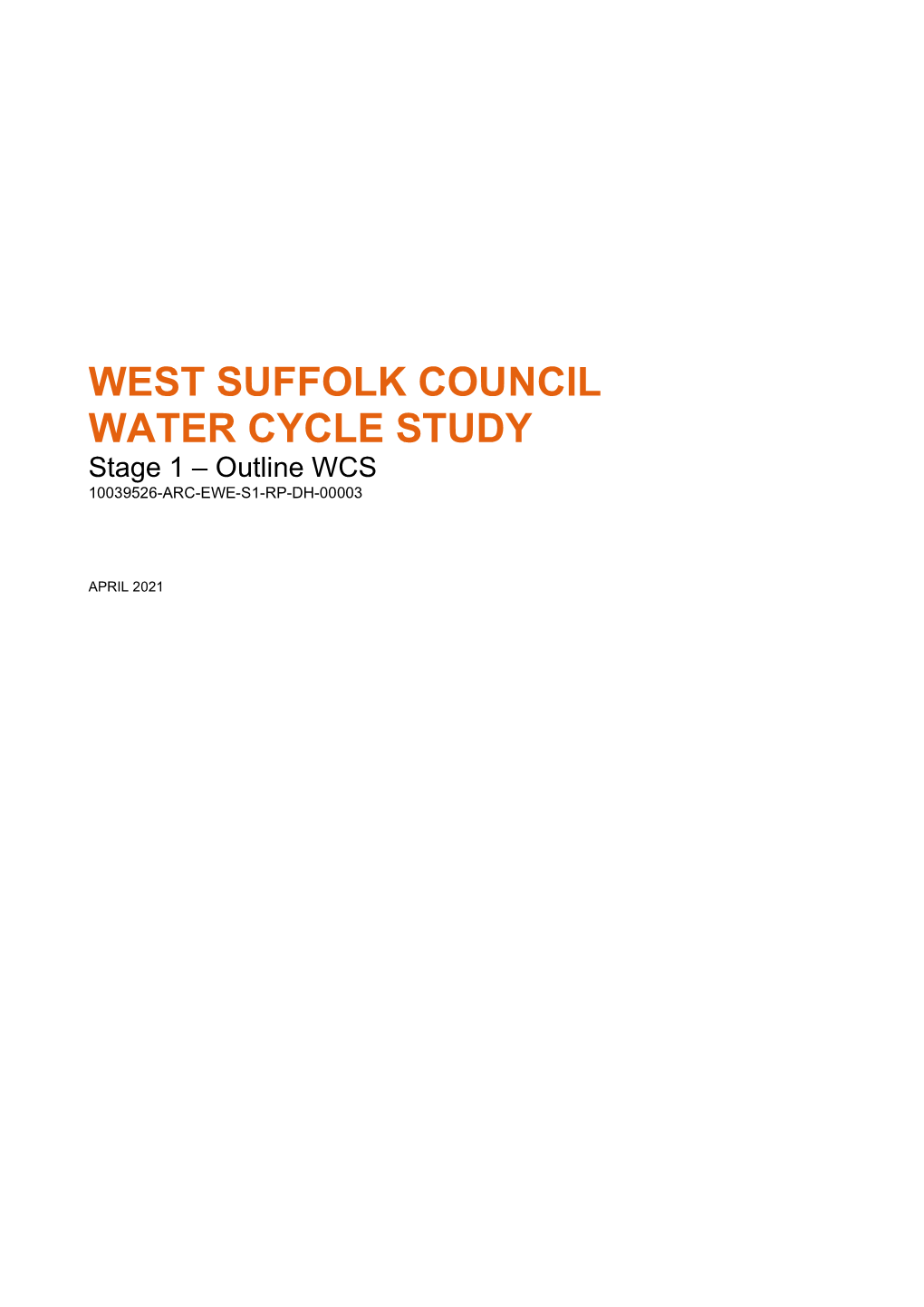 West Suffolk Council Water Cycle Study