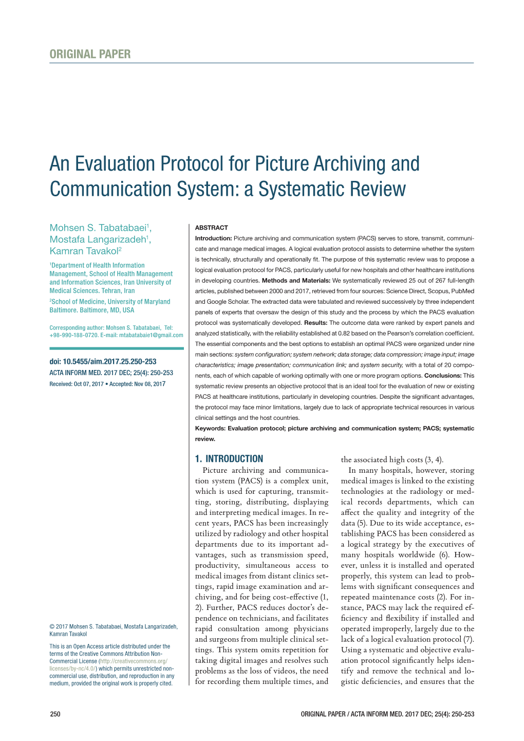 An Evaluation Protocol for Picture Archiving and Communication System: a Systematic Review