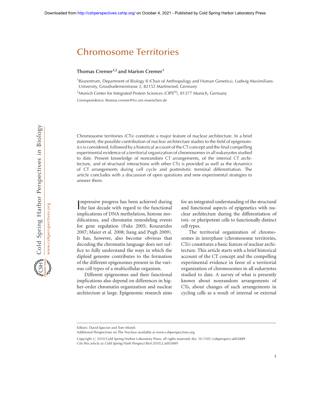 Chromosome Territories