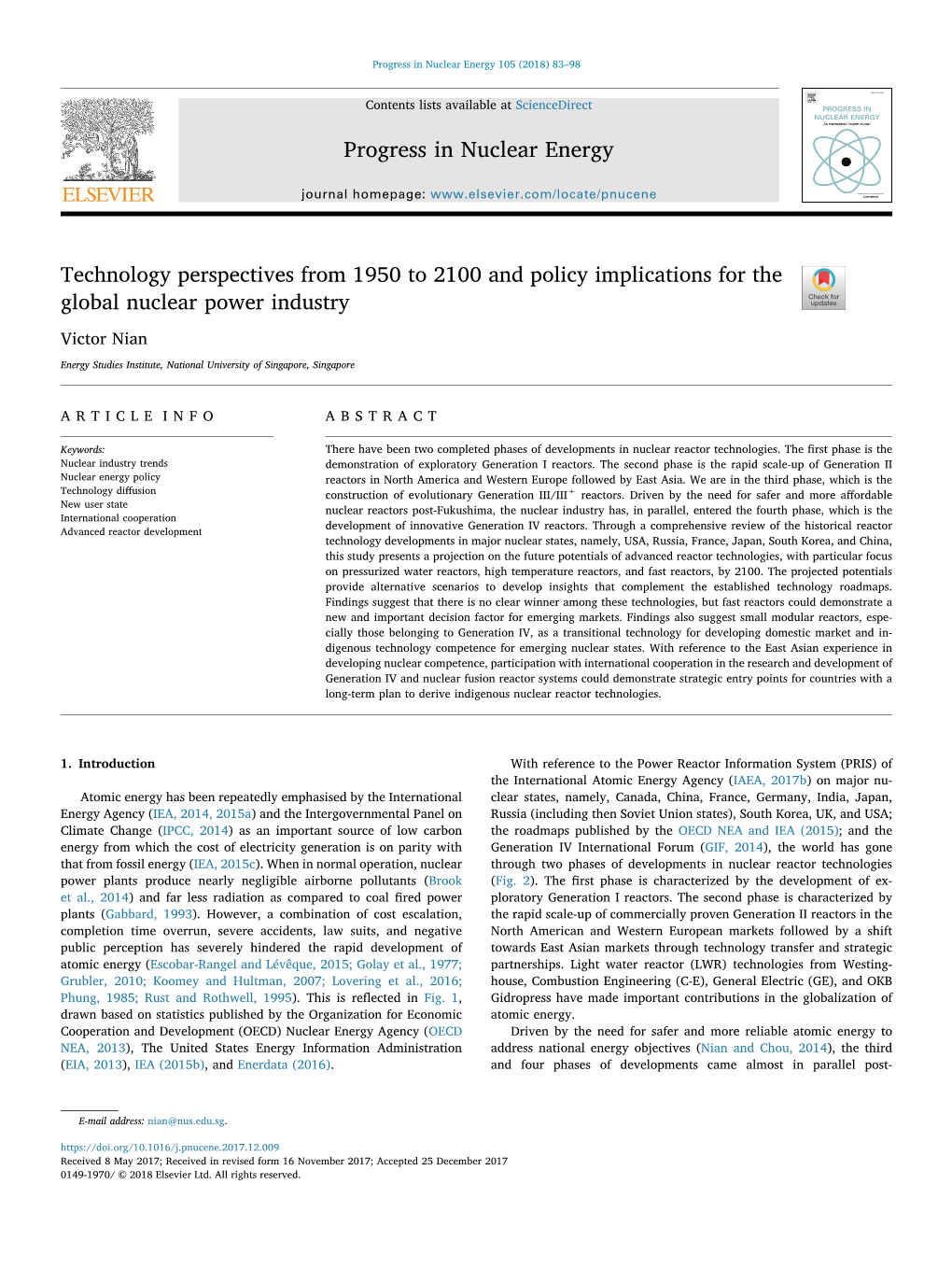 Progress in Nuclear Energy 105 (2018) 83–98