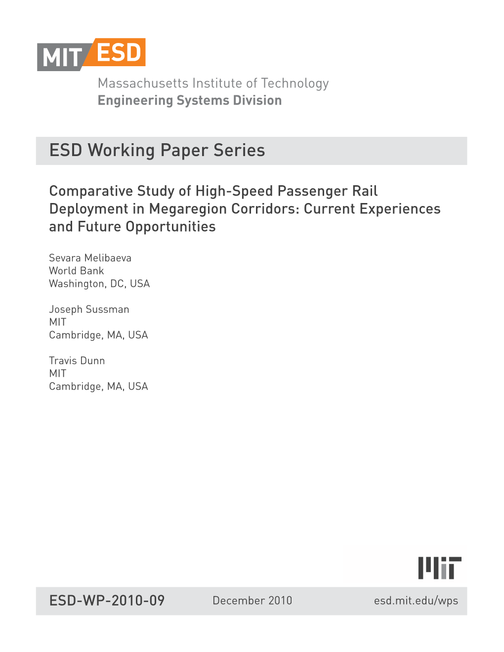 ESD Working Paper Series