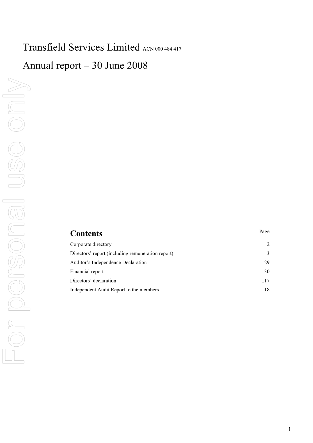 Annual Report – 30 June 2008