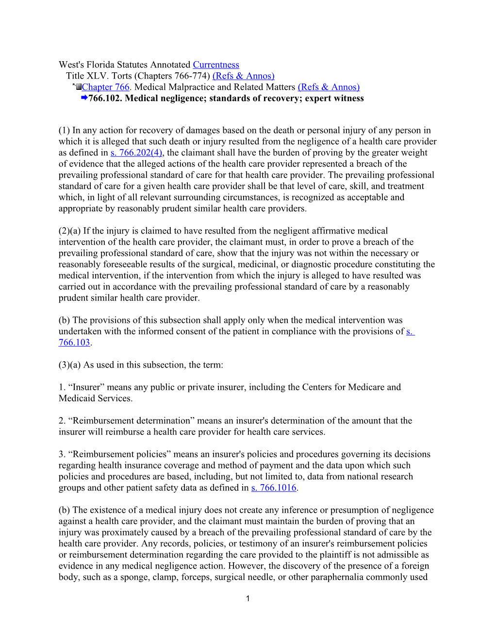 West's Florida Statutes Annotated Currentness