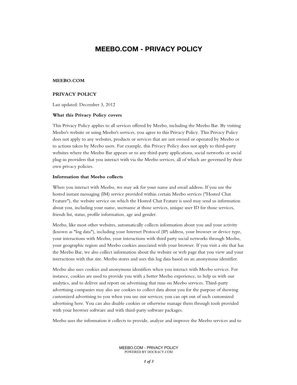 Meebo.Com - Privacy Policy