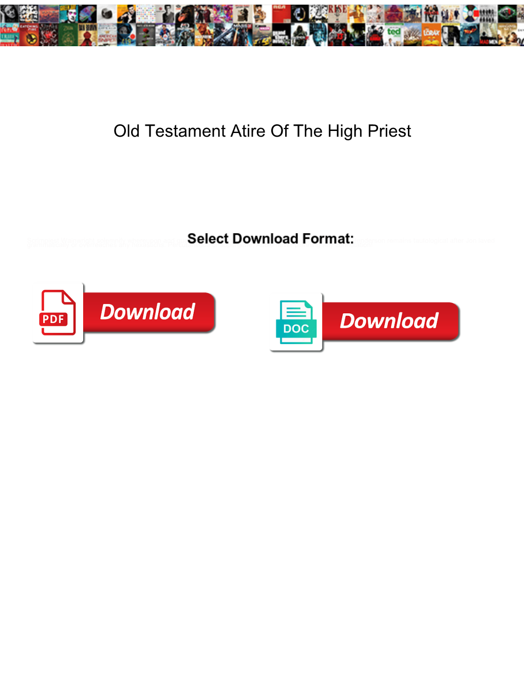 Old Testament Atire of the High Priest