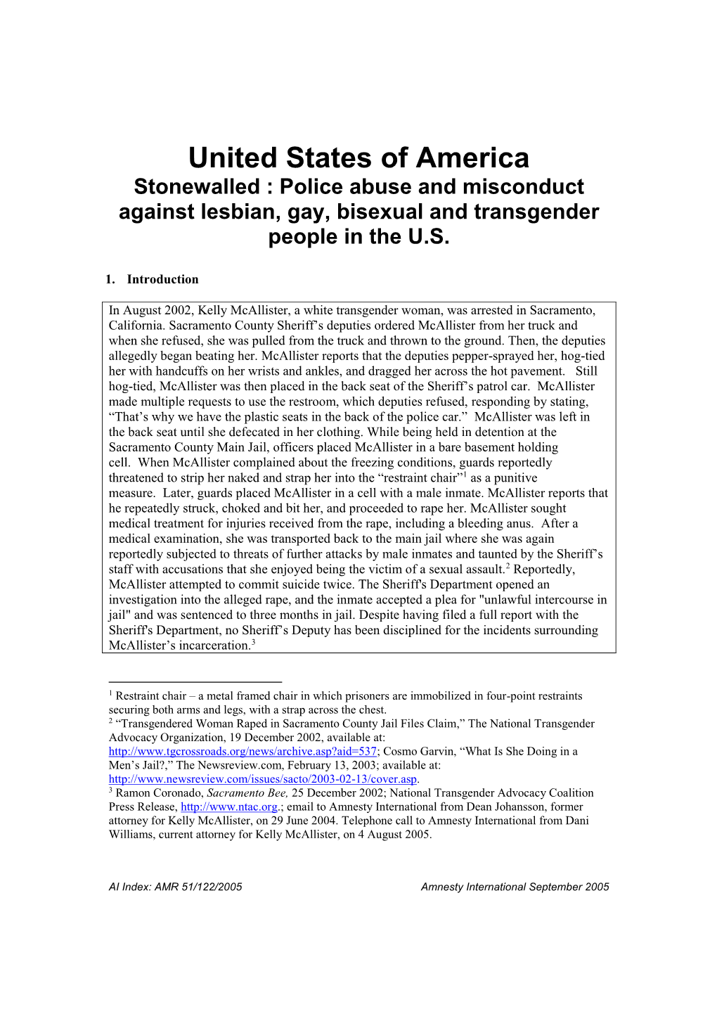 Police Abuse and Misconduct Against Lesbian, Gay, Bisexual and Transgender People in the U.S