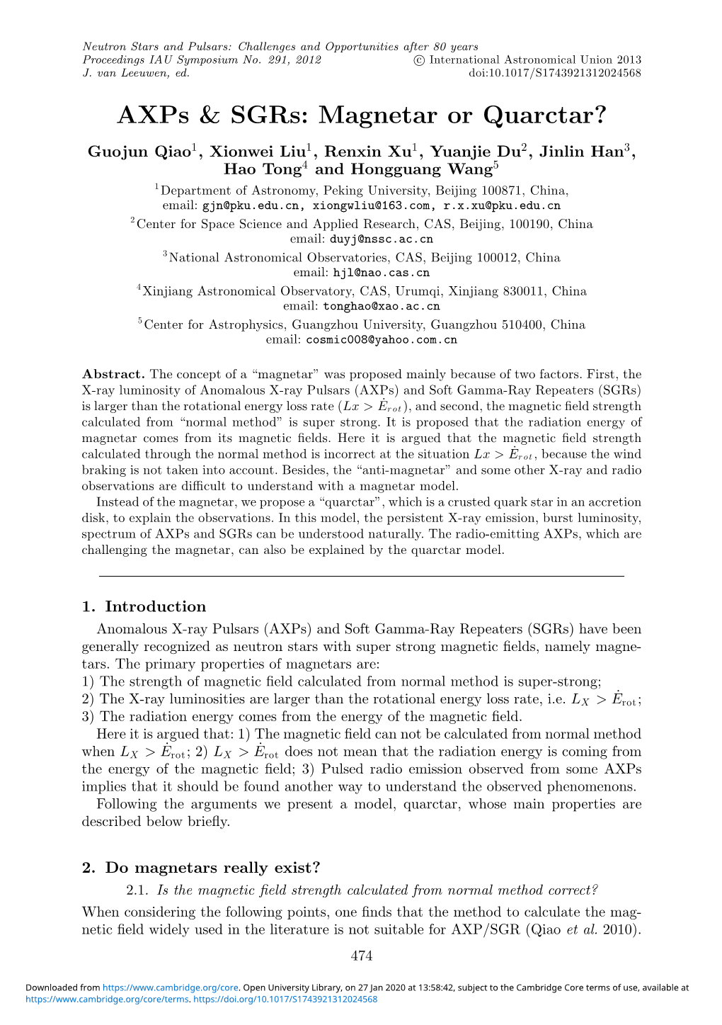 Axps & Sgrs: Magnetar Or Quarctar?