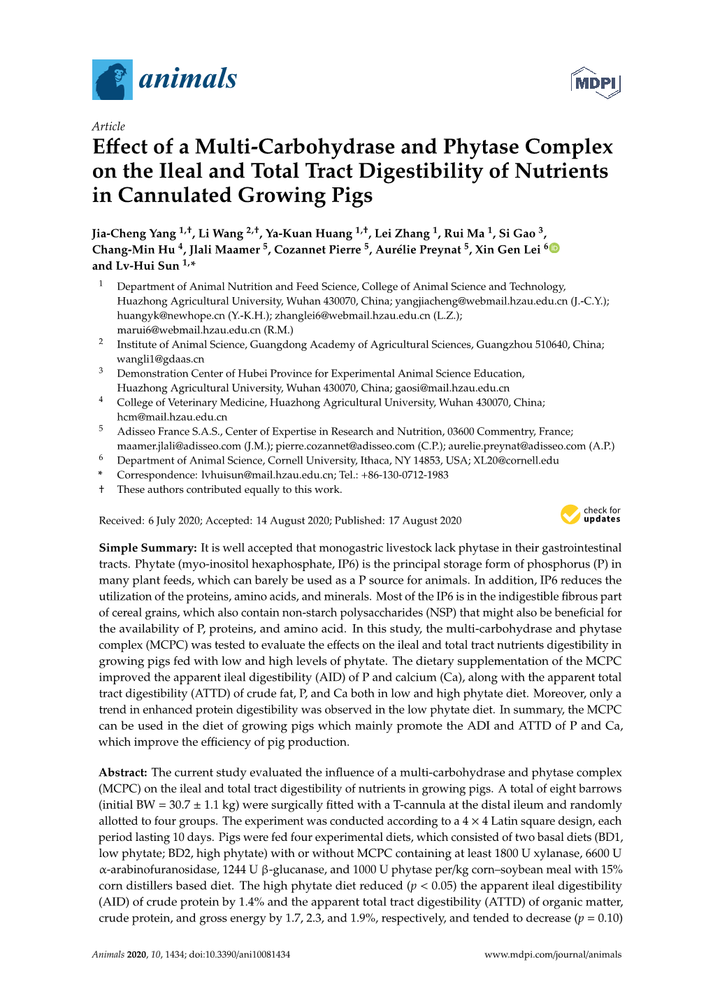 Effect of a Multi-Carbohydrase and Phytase Complex on the Ileal And