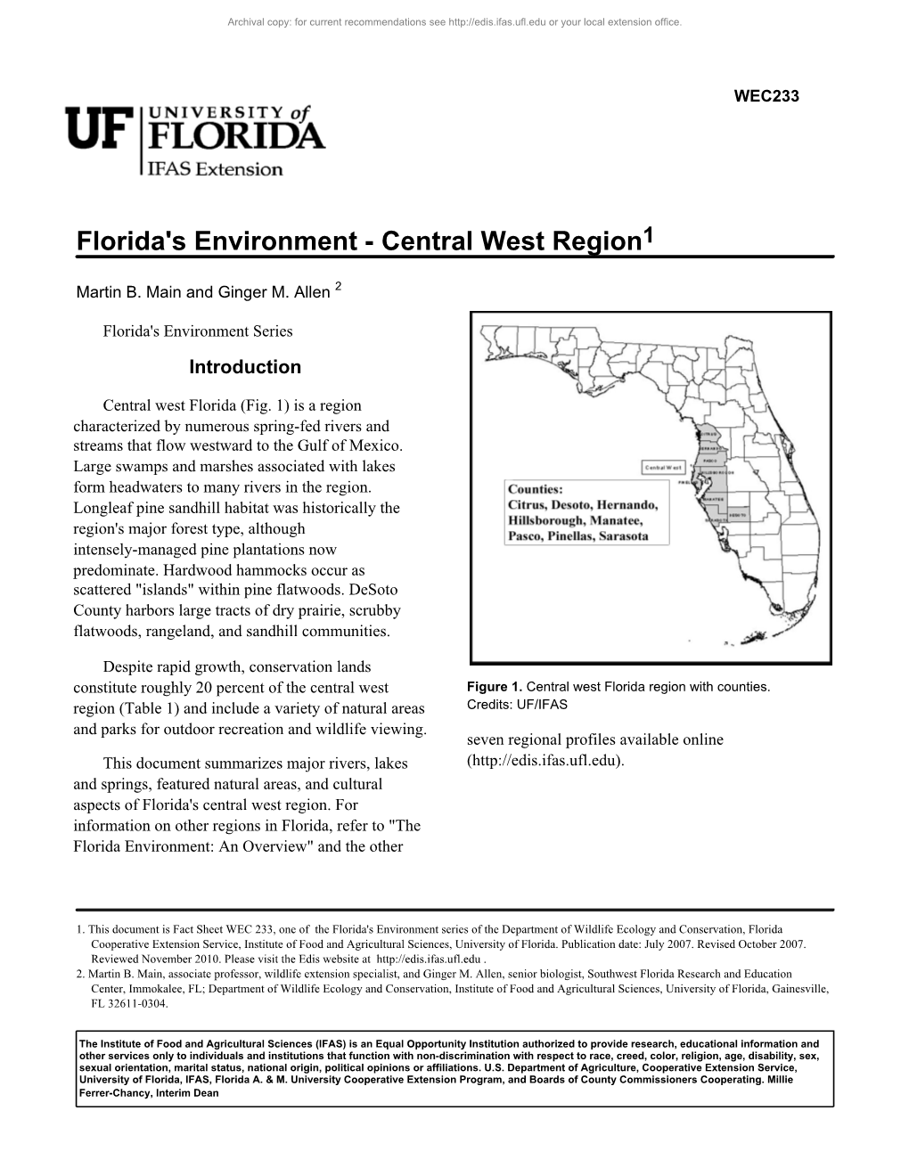 Florida's Environment - Central West Region1