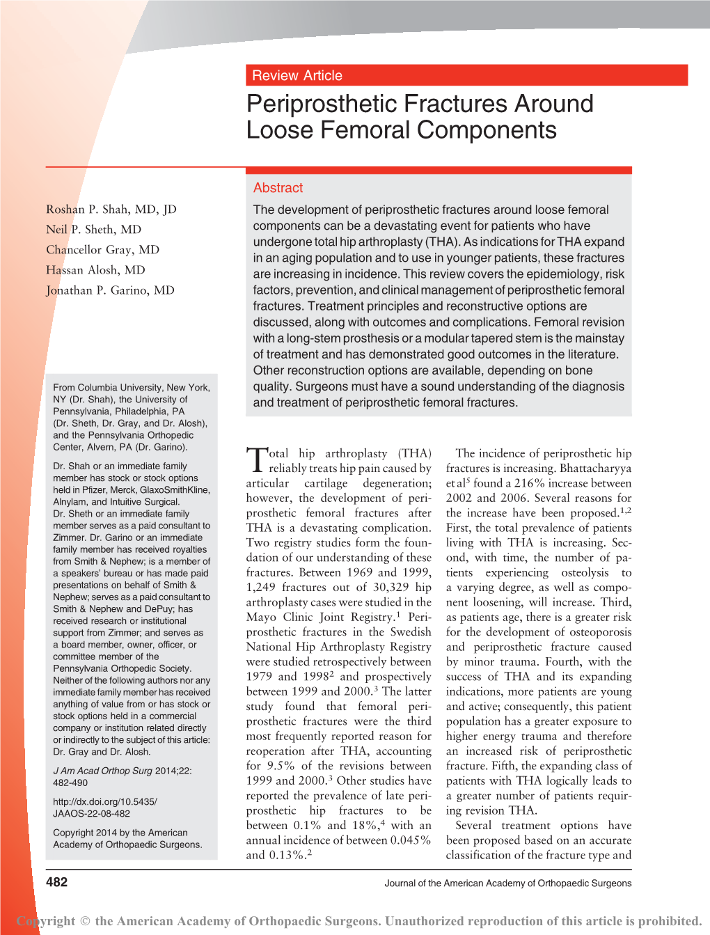 Periprosthetic Fractures Around Loose Femoral Components