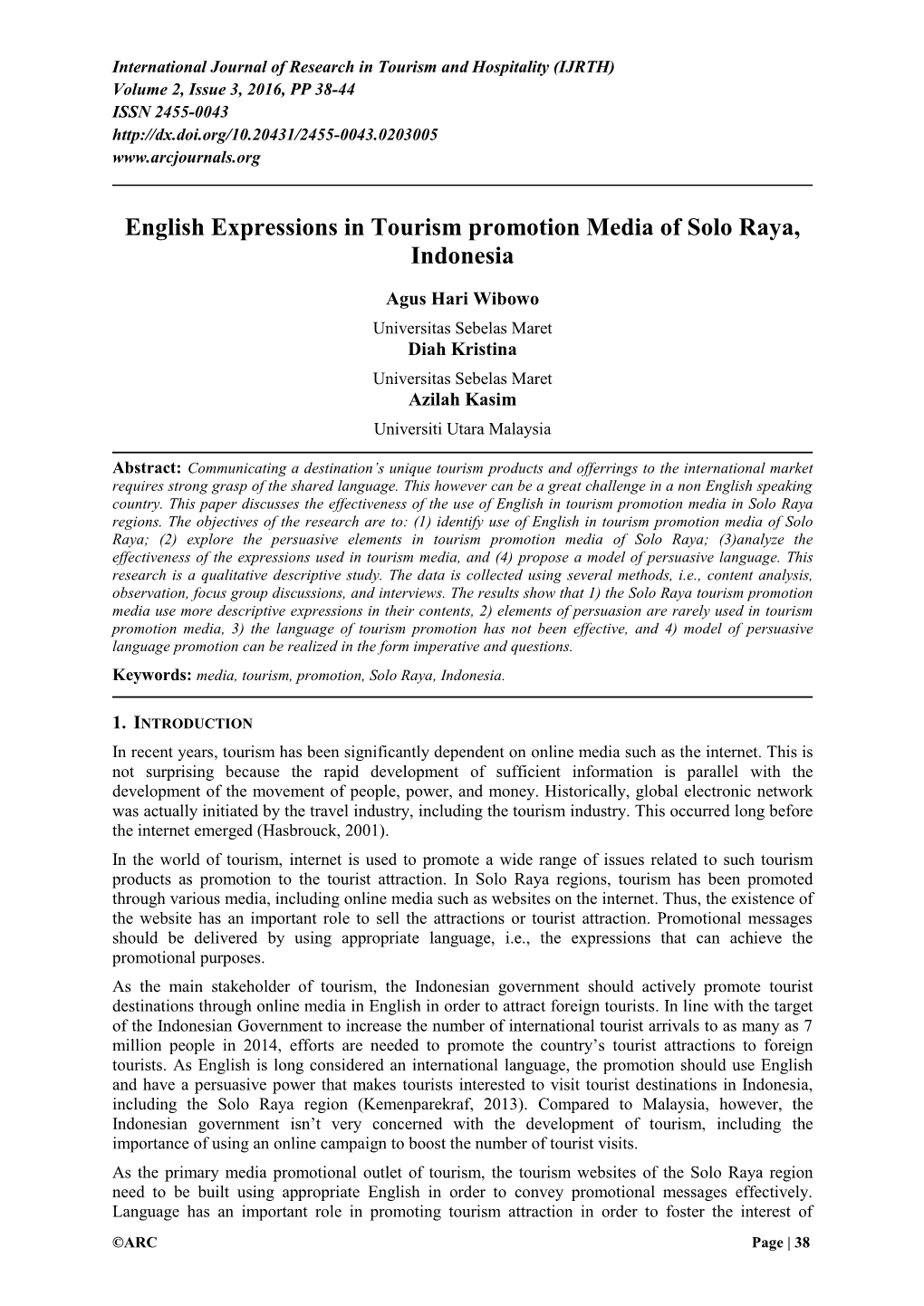 English Expressions in Tourism Promotion Media of Solo Raya, Indonesia