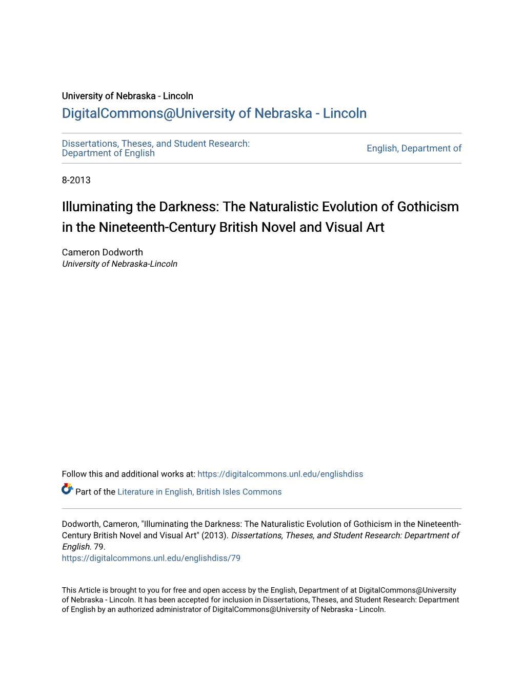 Illuminating the Darkness: the Naturalistic Evolution of Gothicism in the Nineteenth-Century British Novel and Visual Art