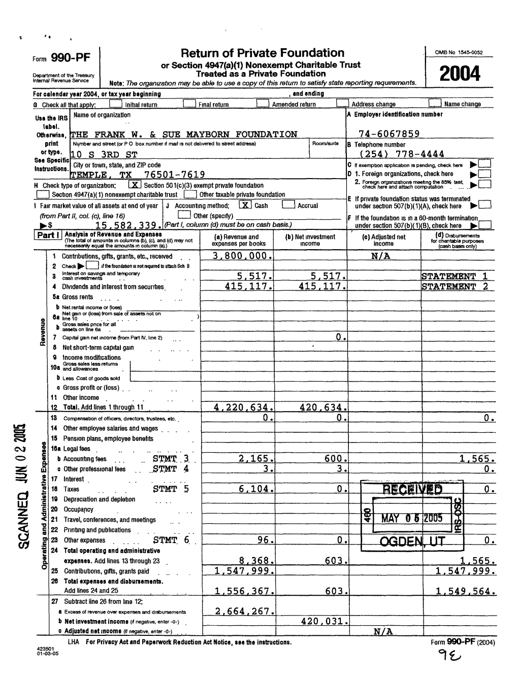 Return of Private Foundation Form 990-PF