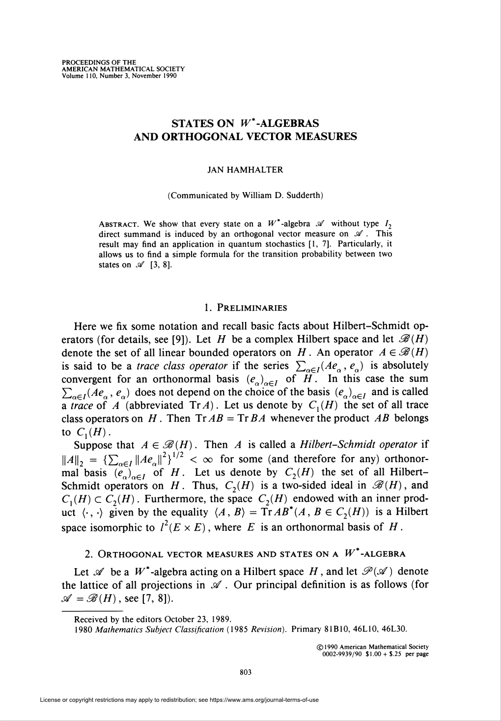 Algebras and Orthogonal Vector Measures