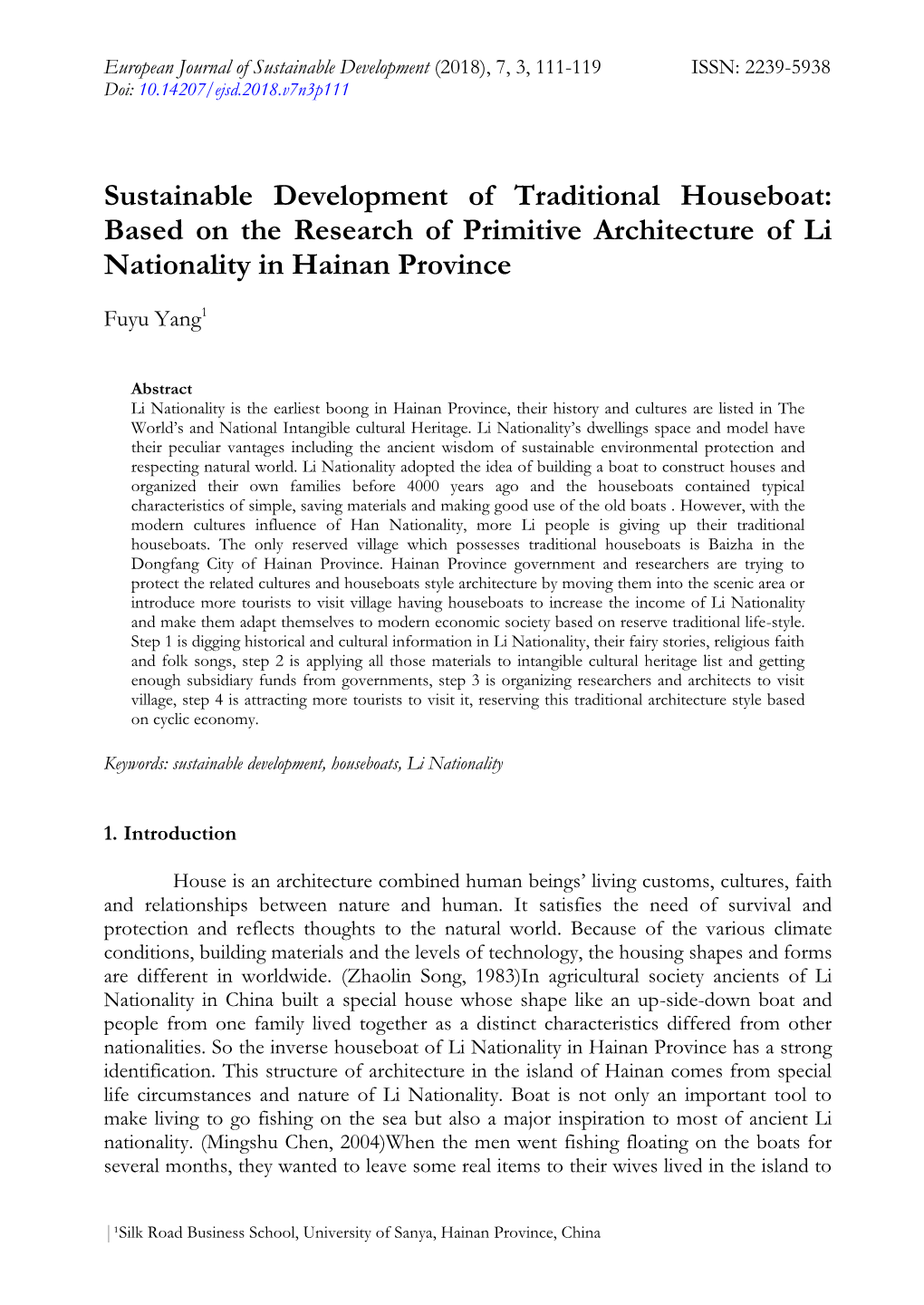 Based on the Research of Primitive Architecture of Li Nationality in Hainan Province