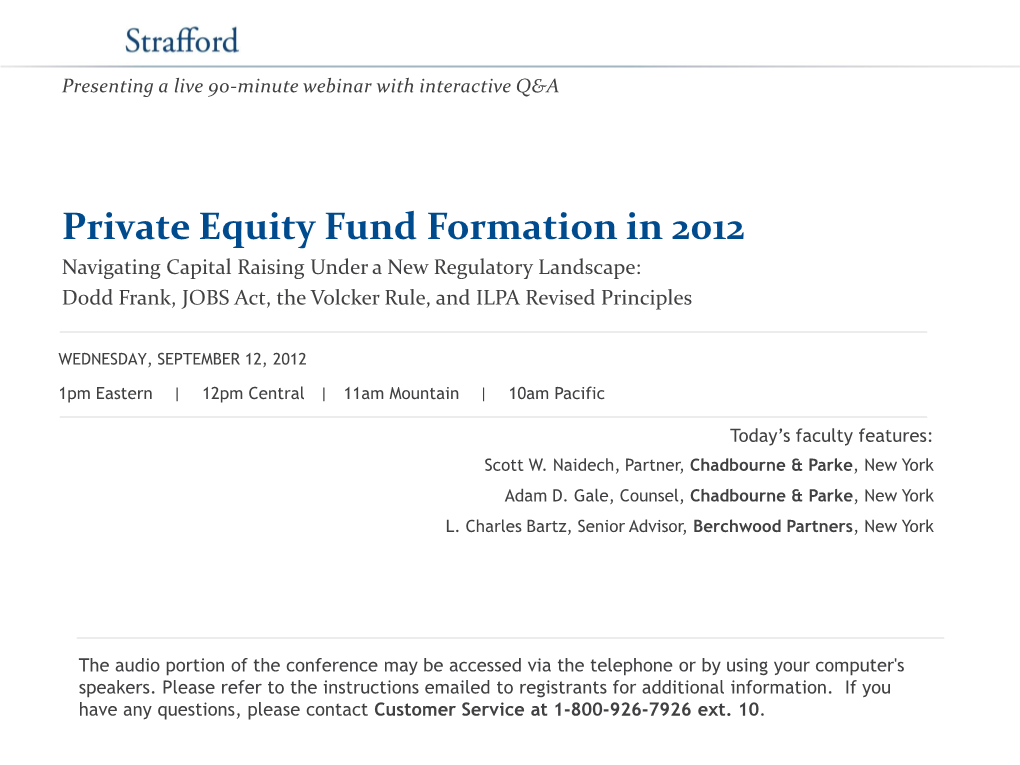 Private Equity Fund Formation in 2012