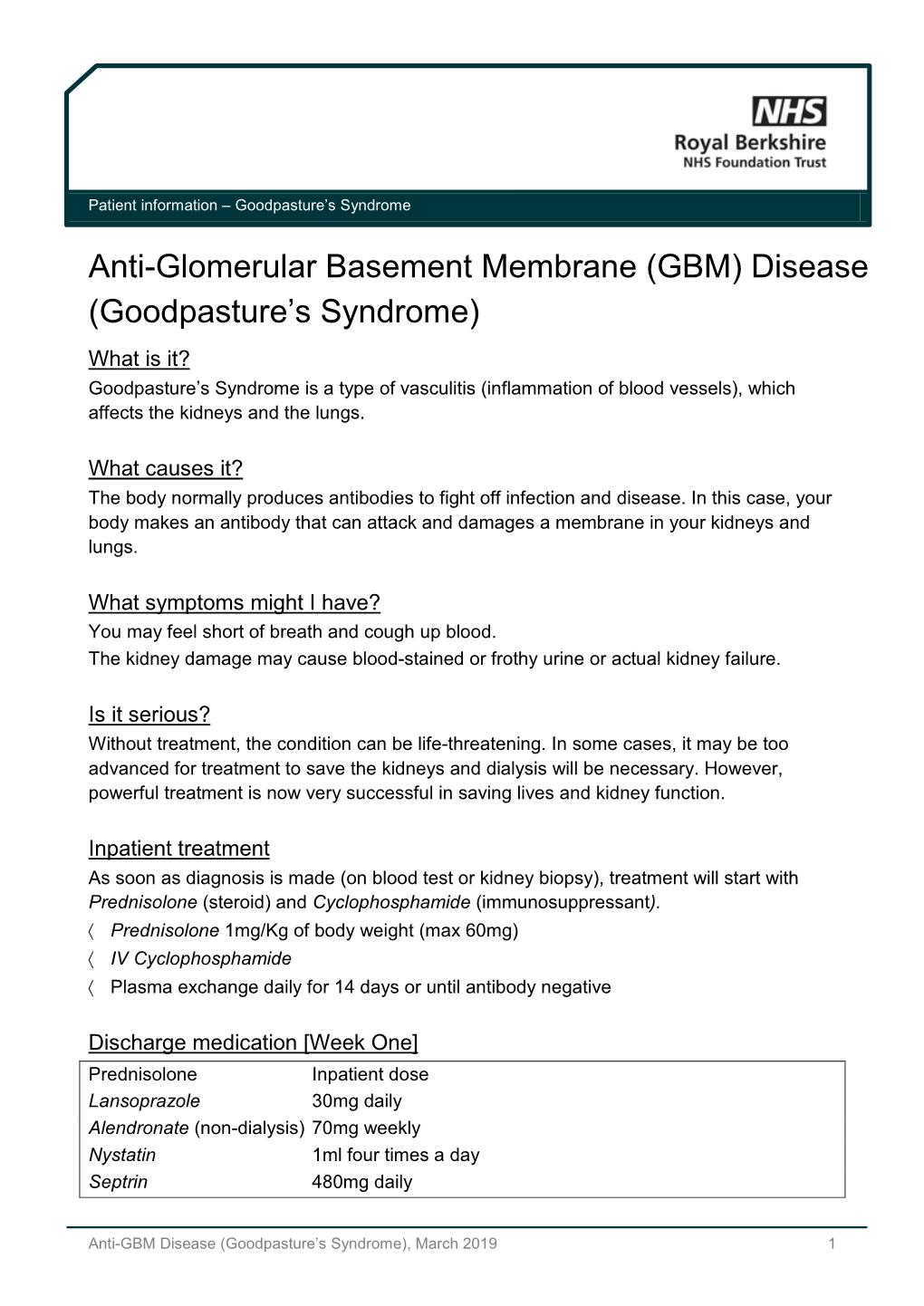 Anti-Glomerular Basement Membrane (GBM) Disease (Goodpasture's Syndrome)