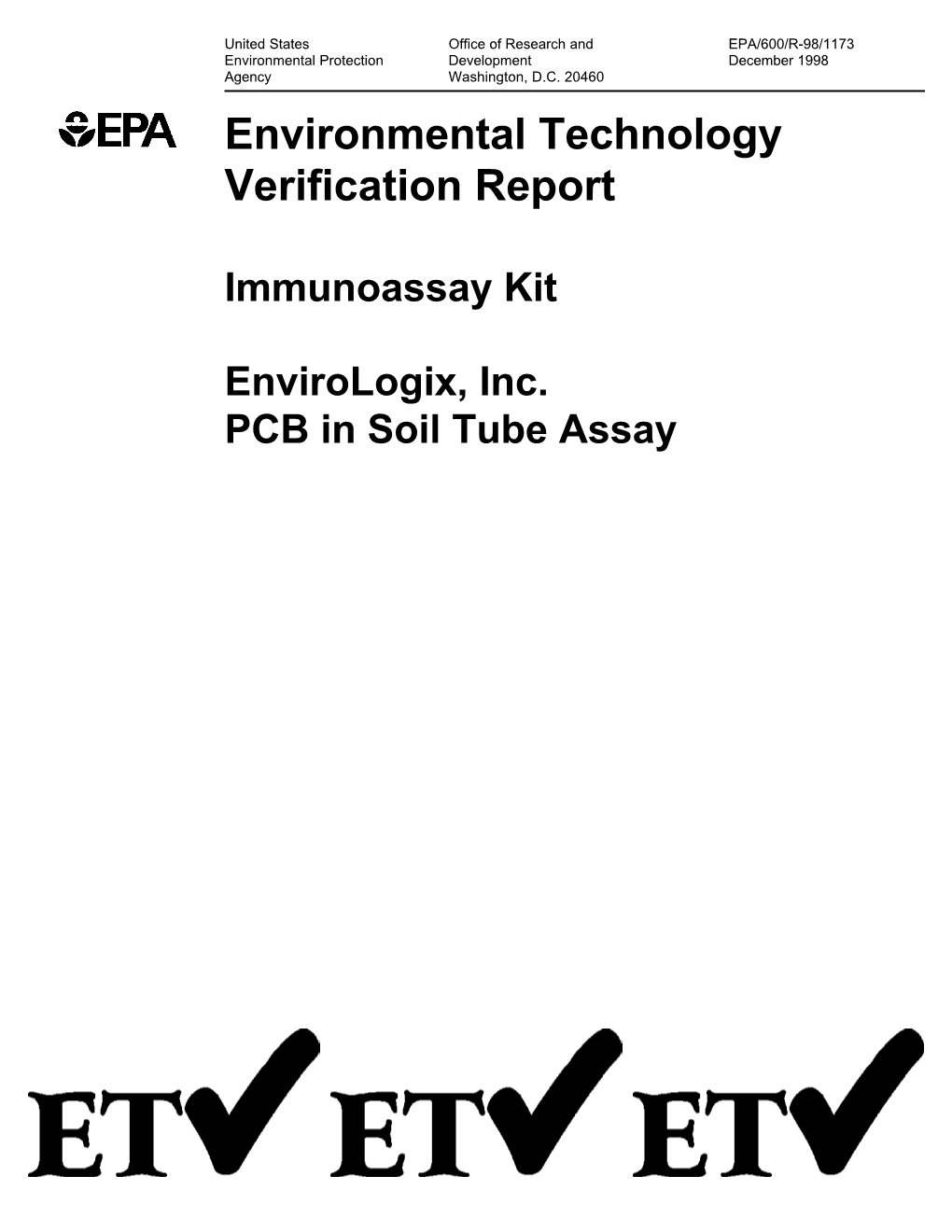 Envirologix PCB in Soil Tube Assay ETVR