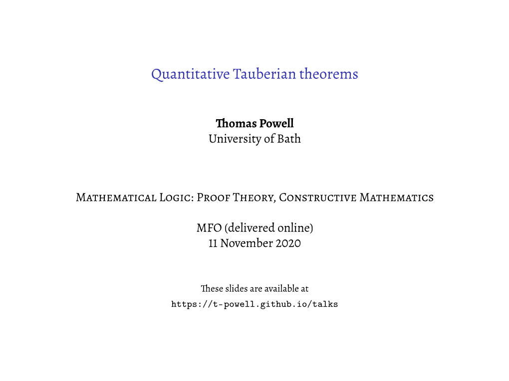 Quantitative Tauberian Theorems