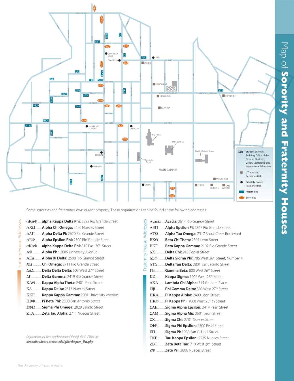 Map of Sorority and F Ra Ternity Houses