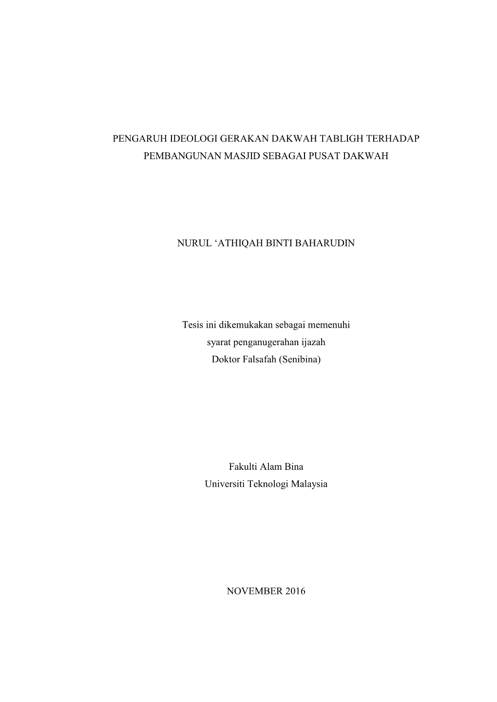 Iv PENGARUH IDEOLOGI GERAKAN DAKWAH TABLIGH TERHADAP