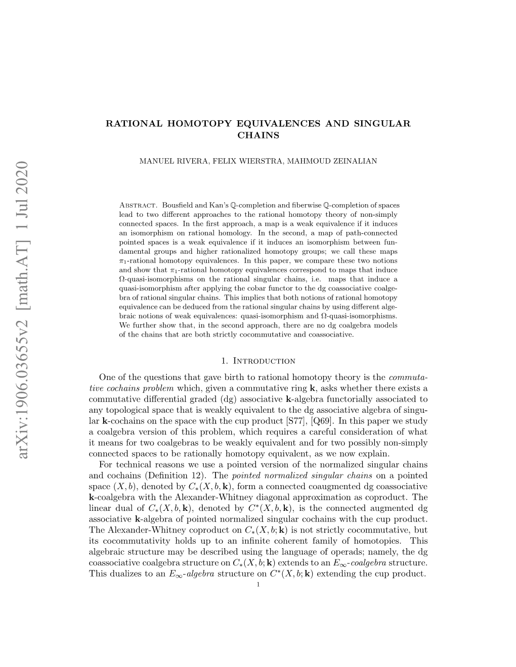 Arxiv:1906.03655V2 [Math.AT] 1 Jul 2020