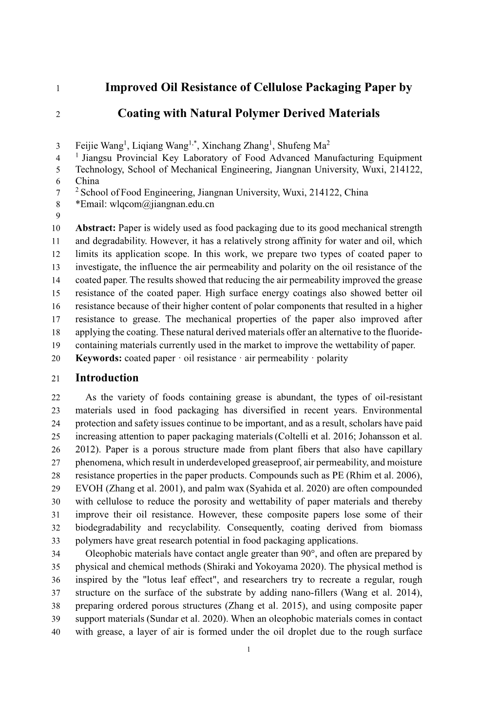 Improved Oil Resistance of Cellulose Packaging Paper By