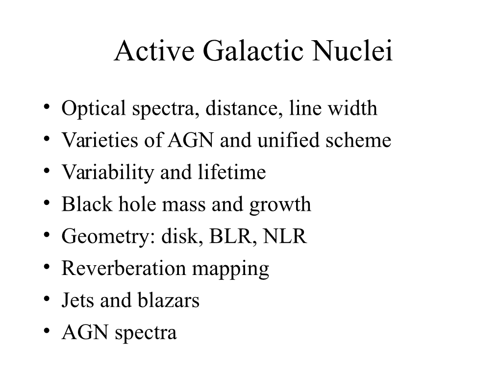 Active Galactic Nuclei