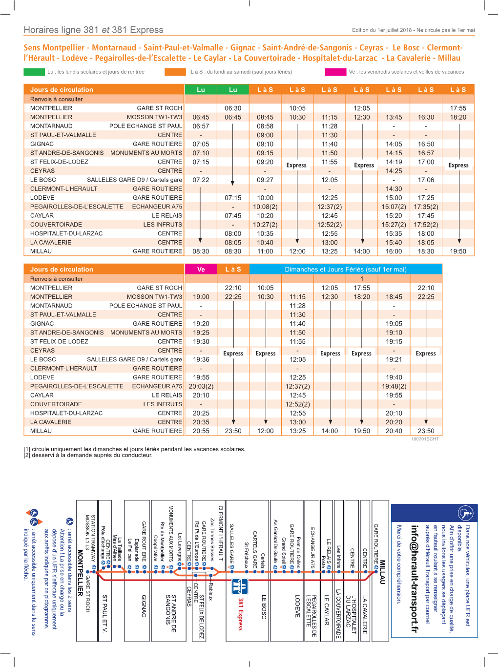 Horaires Ligne 381 Et 381 Express Info@Herault-Transport.Fr