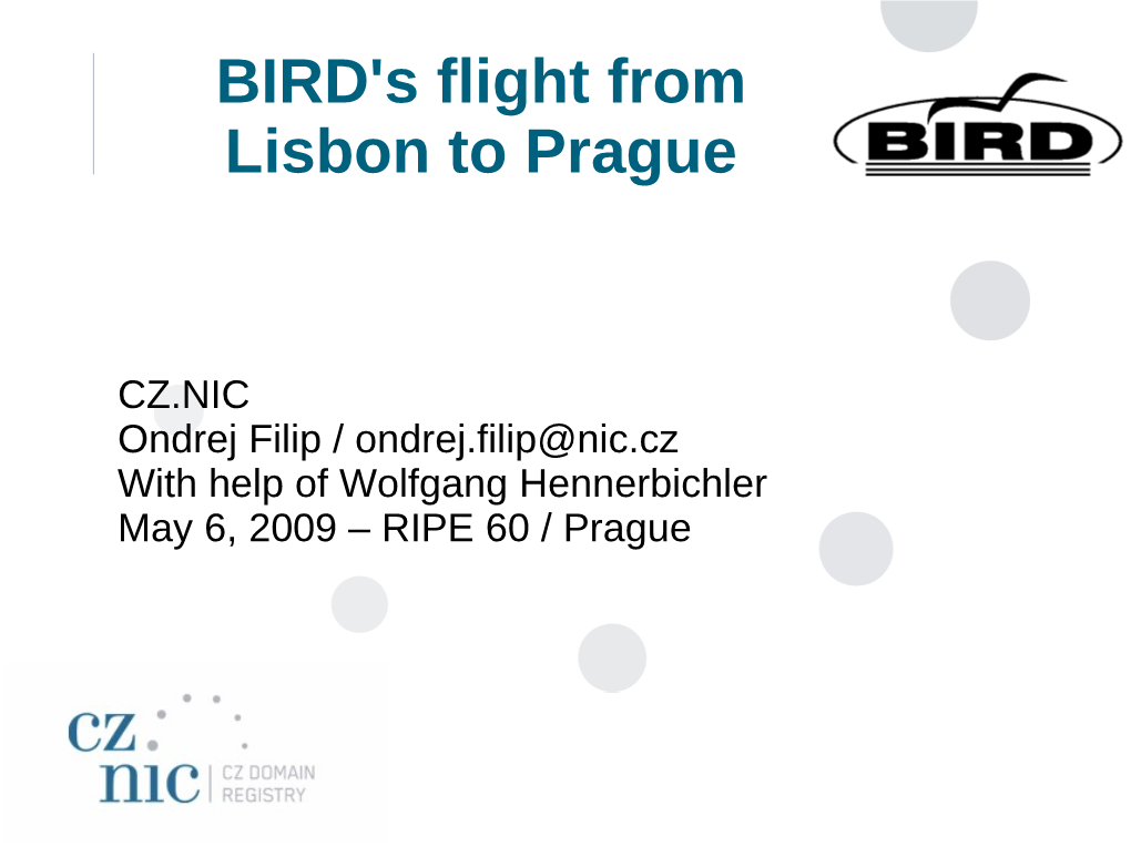 BIRD's Flight from Lisbon to Prague