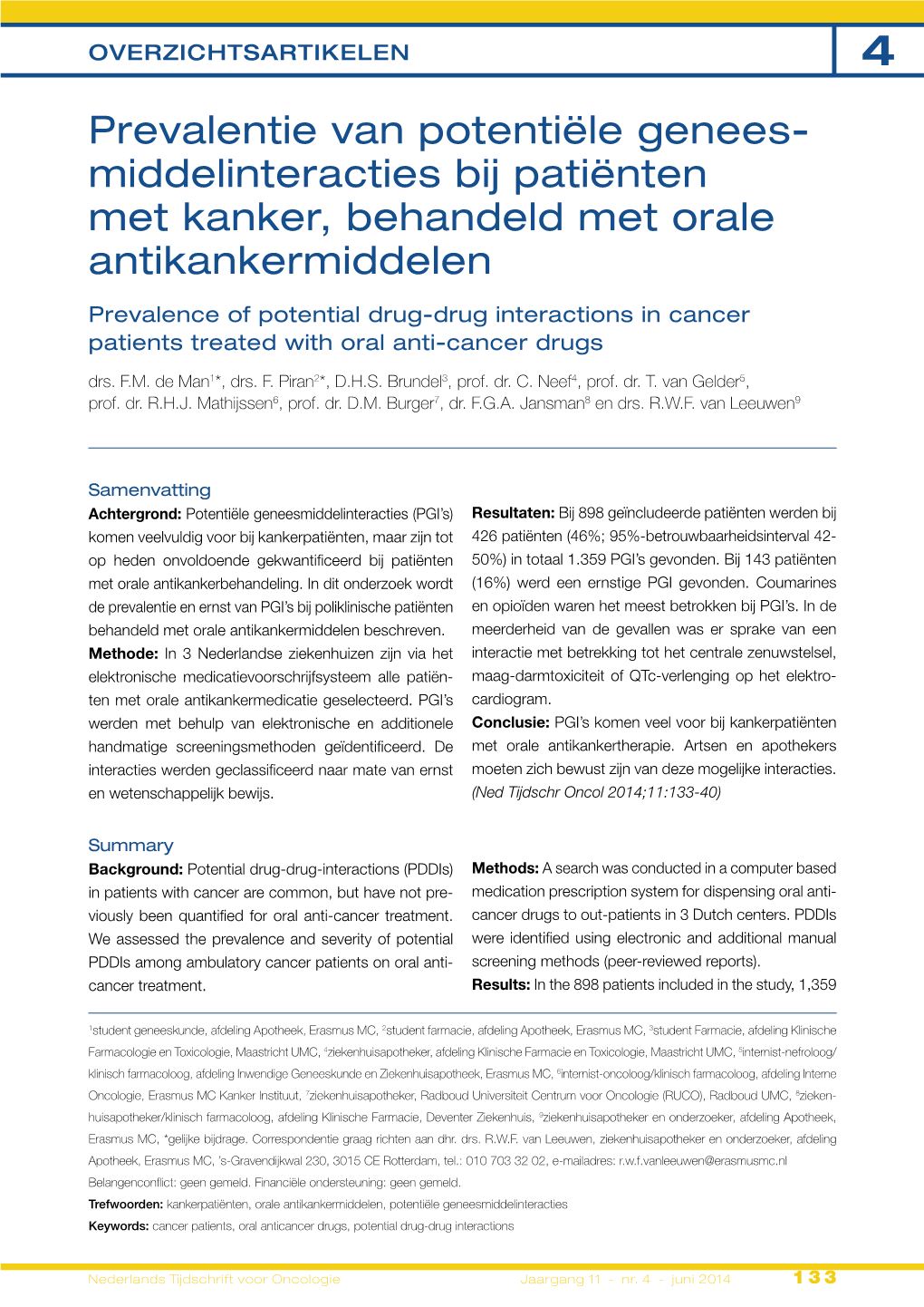 Middelinteracties Bij Patiënten Met Kanker, Behandeld Met Orale Antikankermiddelen