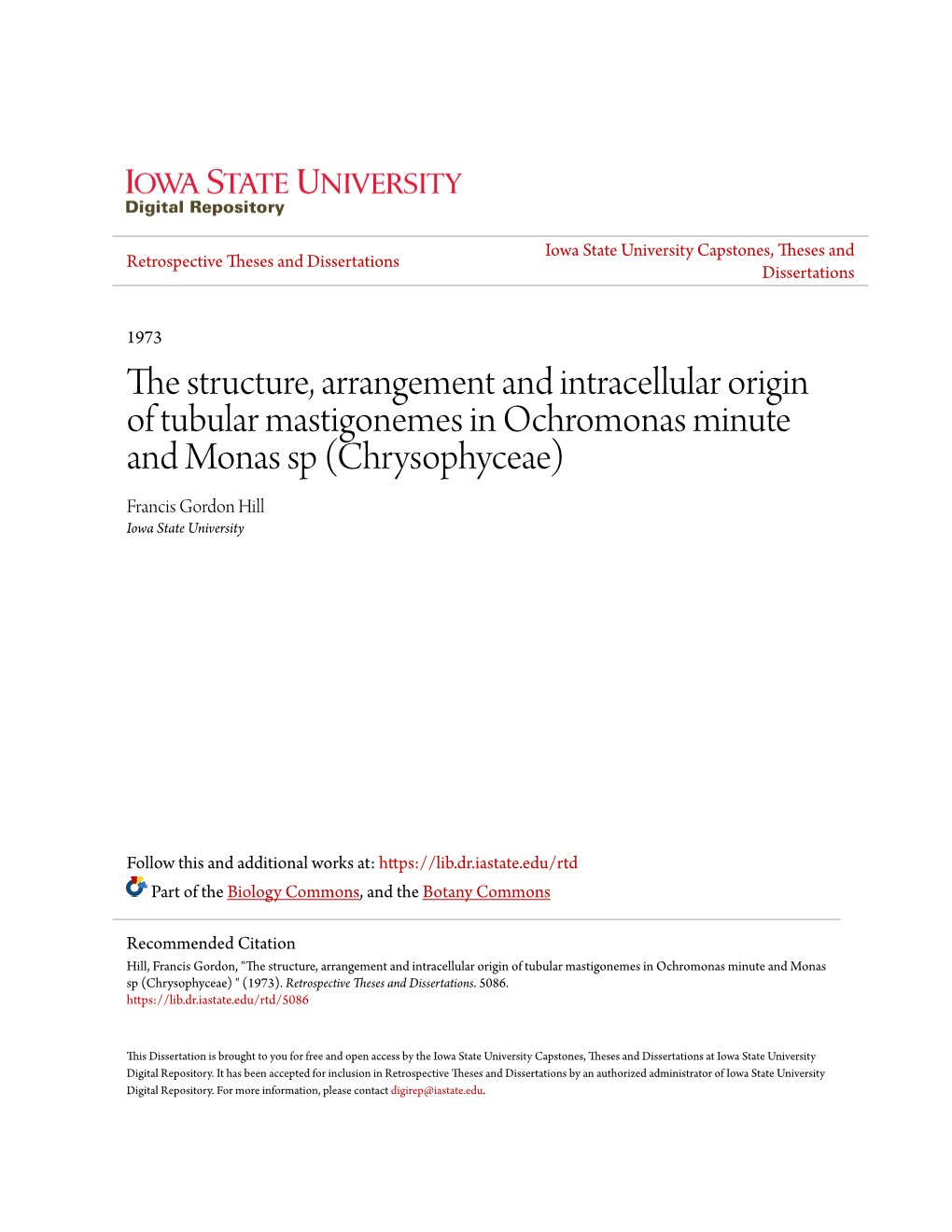 The Structure, Arrangement and Intracellular Origin of Tubular Mastigonemes in Ochrqmonas Minute and Nonas Sp