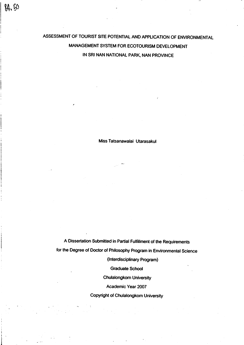 Assessment of Tourist Site Potential and Application of Environmental