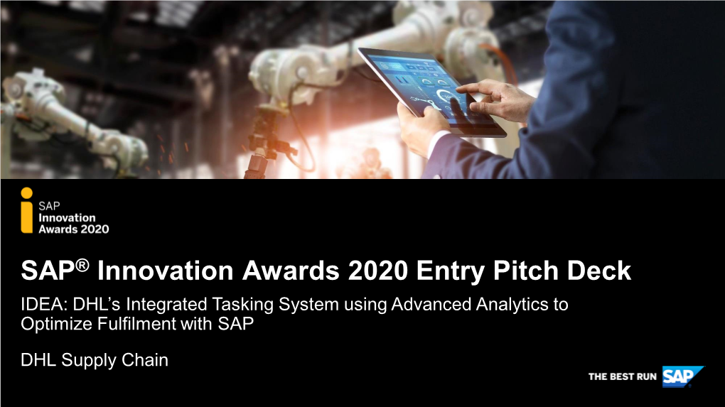 SAP® Innovation Awards 2020 Entry Pitch Deck