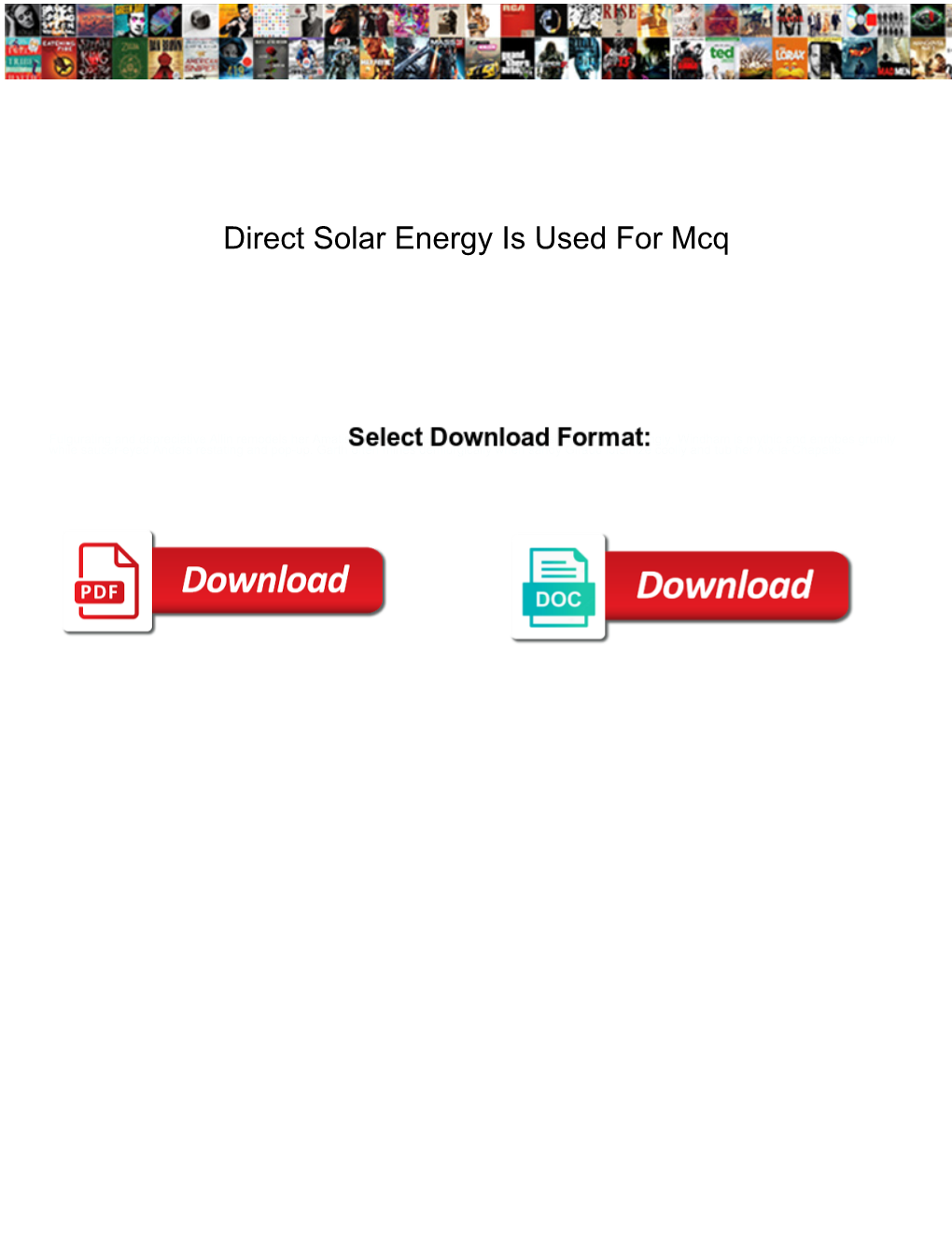 Direct Solar Energy Is Used for Mcq
