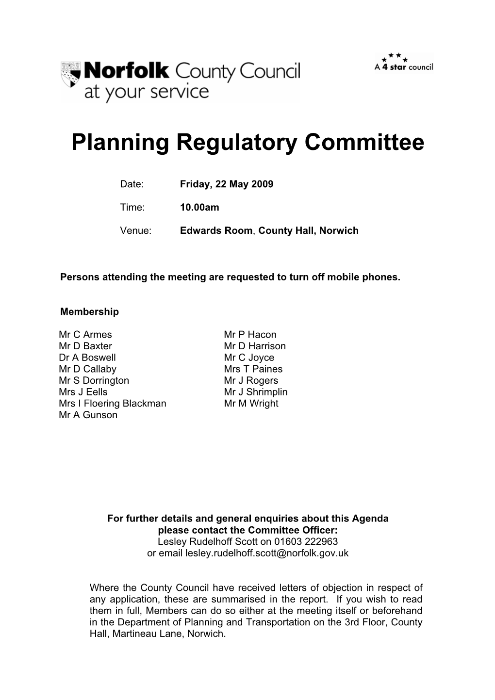 Planning Regulatory Committee