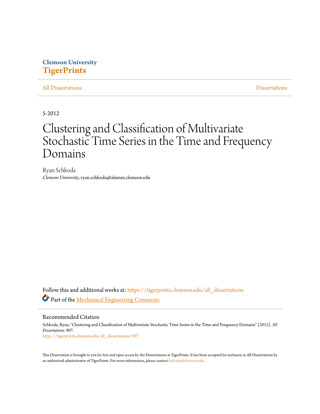 Clustering and Classification of Multivariate Stochastic Time Series