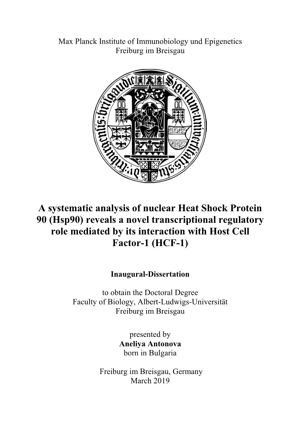 A Systematic Analysis of Nuclear Heat Shock Protein 90 (Hsp90) Reveals A