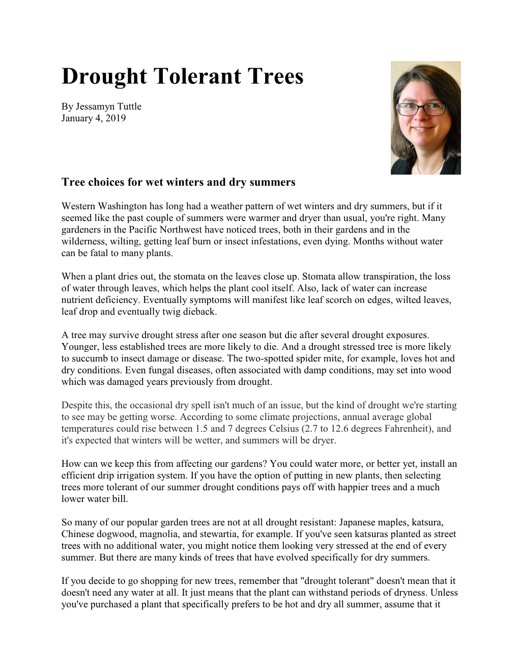 Drought Tolerant Trees