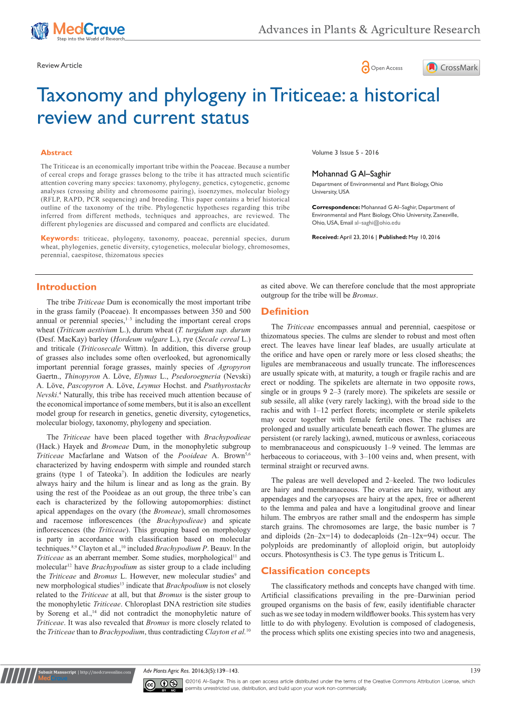 Taxonomy and Phylogeny in Triticeae: a Historical Review and Current Status