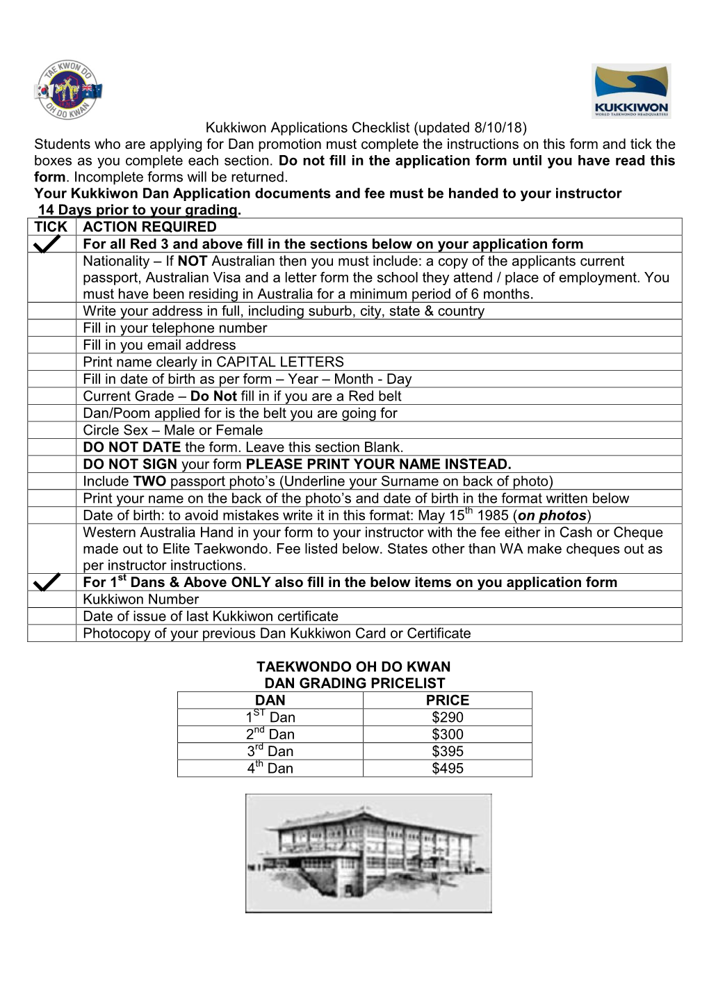 Kukkiwon Applications