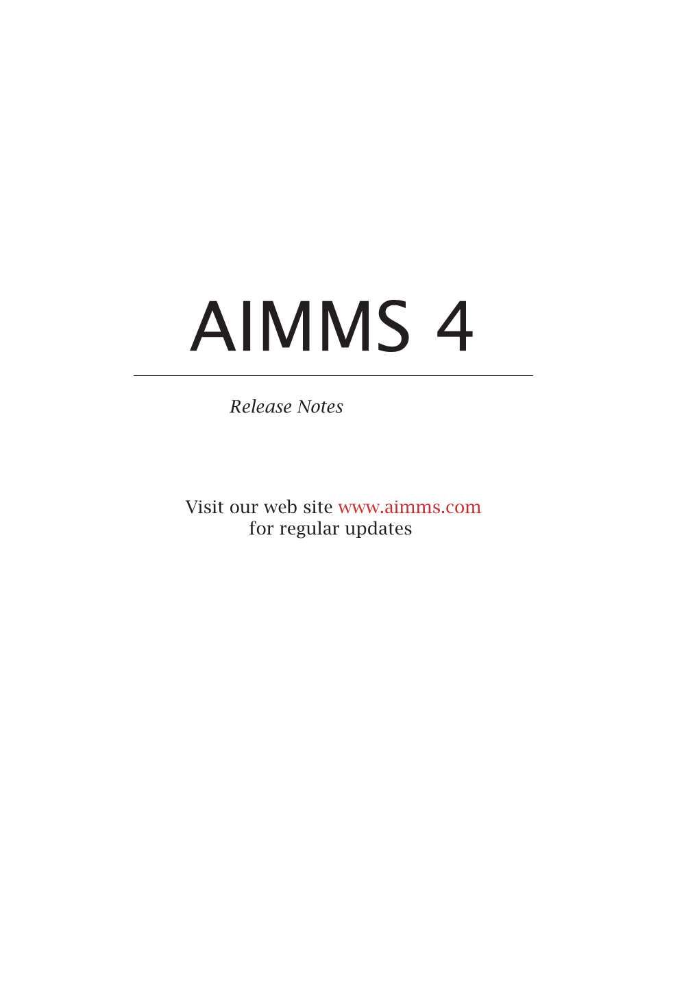 AIMMS 4 Release Notes