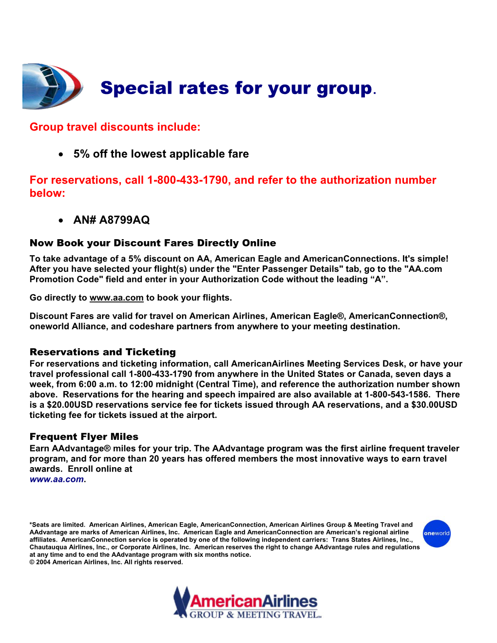 Special Rates for Your Group