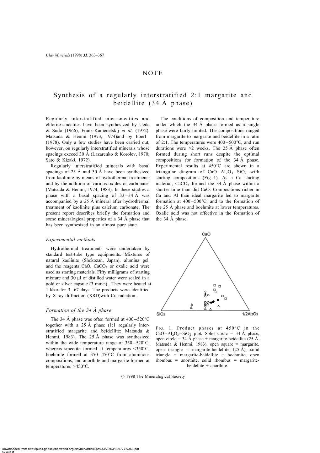 NOTE Synthesis of a Regularly Interstratified 2:1 Margarite And