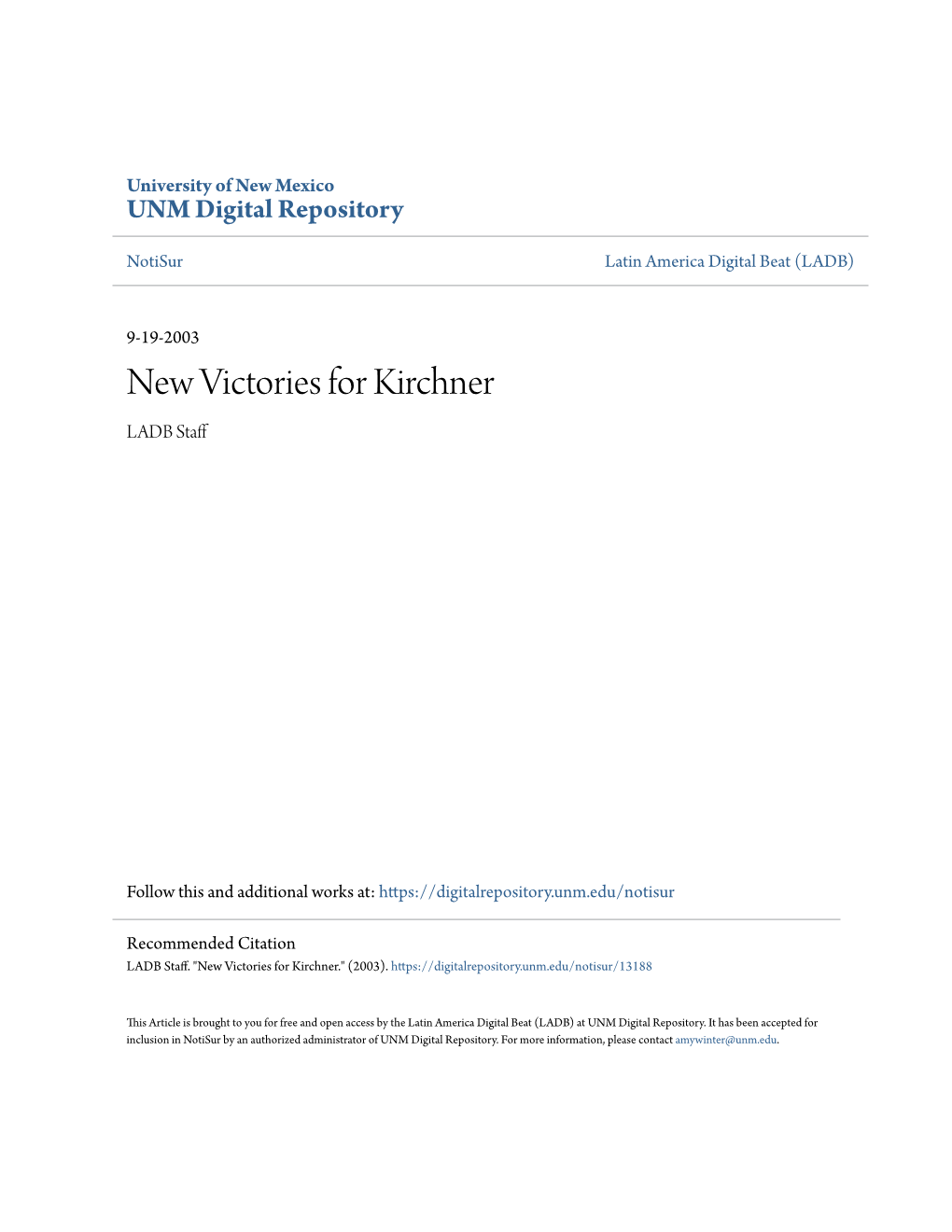 New Victories for Kirchner LADB Staff