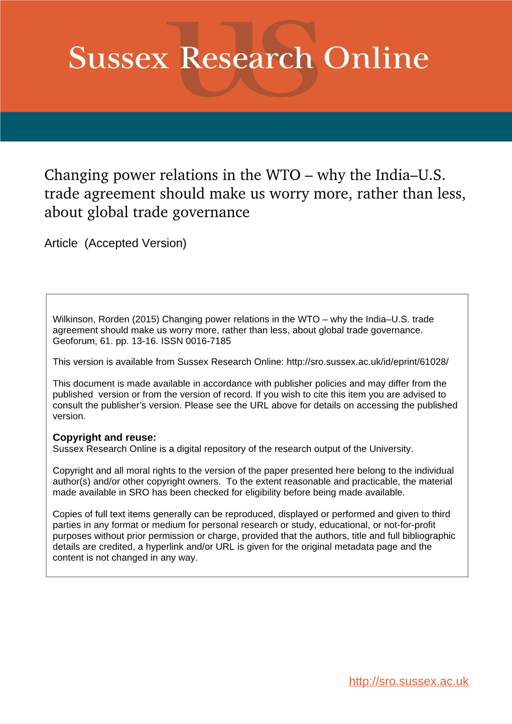 Changing Power Relations in the WTO – Why the India–U.S. Trade Agreement Should Make Us Worry More, Rather Than Less, About Global Trade Governance