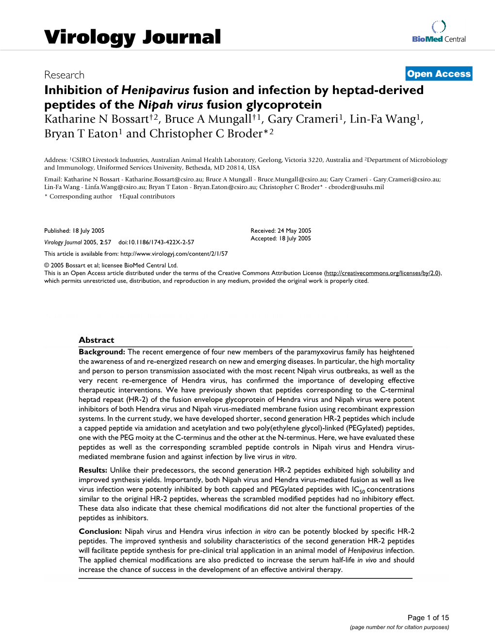 Virology Journal Biomed Central