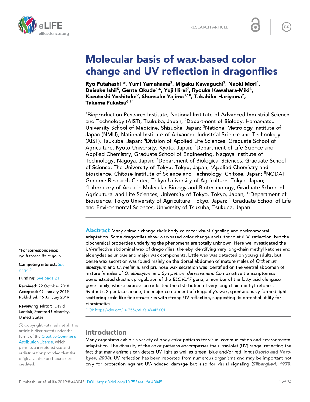 Molecular Basis of Wax-Based Color Change and UV Reflection In