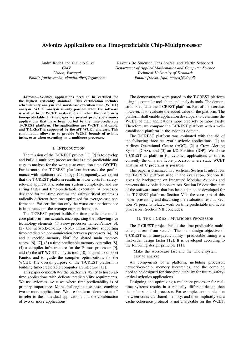 Avionics Applications on a Time-Predictable Chip-Multiprocessor